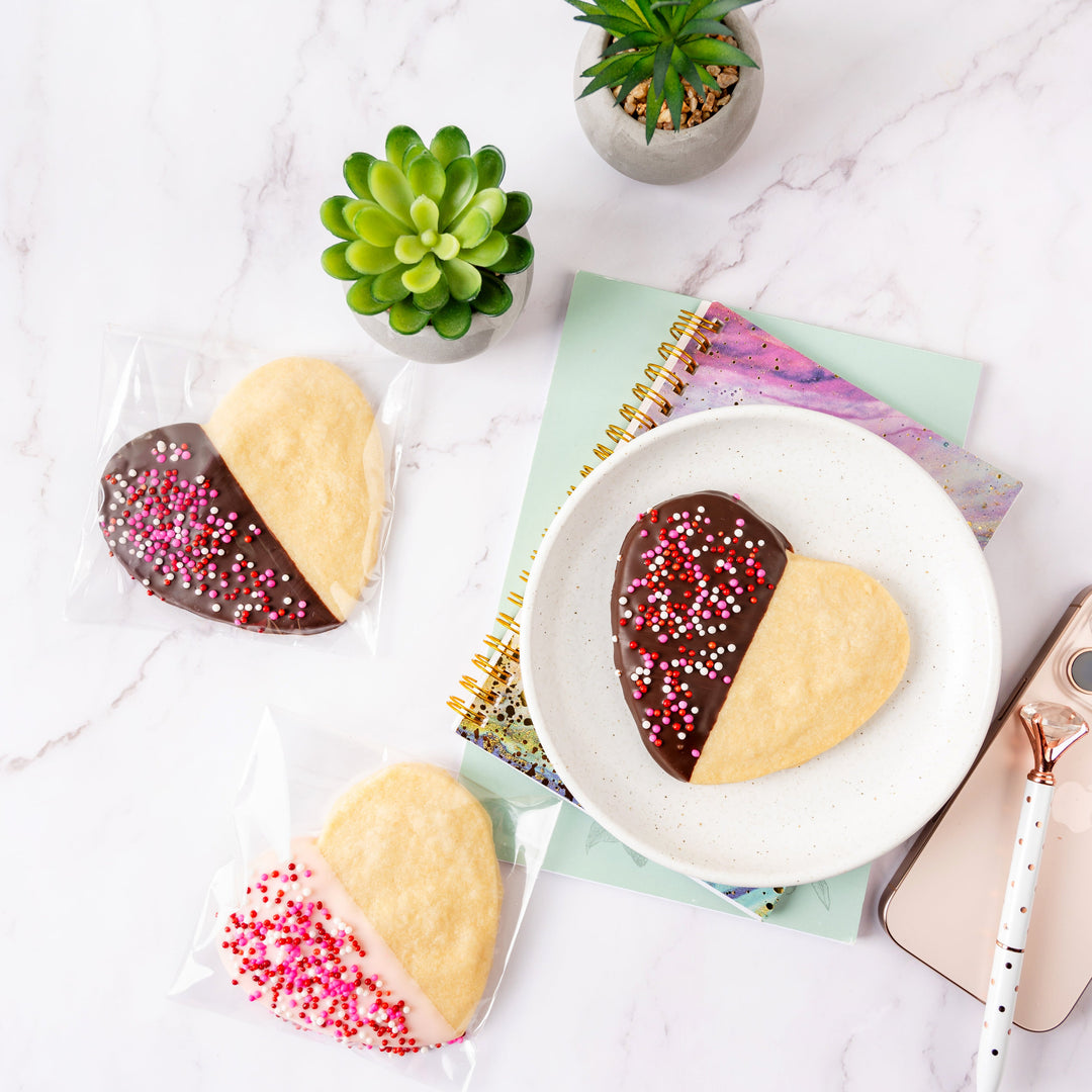 Valentine's Day Chocolate Dipped Heart Cookies