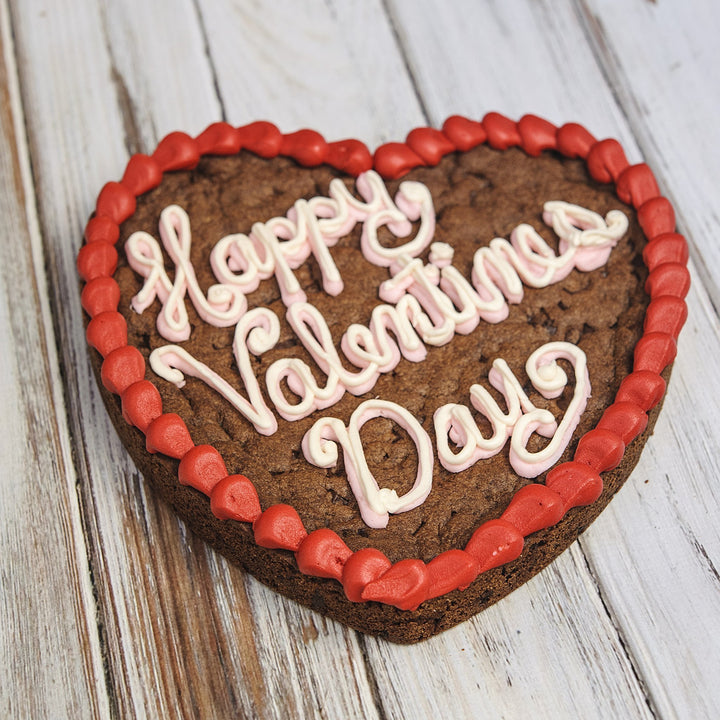 10 inch Happy Valentine's Day heart shaped chocolate rainbow Cookie Cake with pink frosting